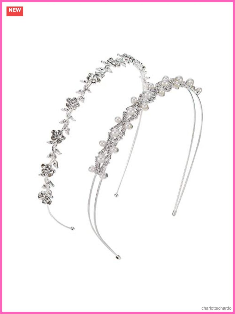 2 Pc Rhinestone Headband Set Flower Leaf Bridal Wedding Hair Accessory